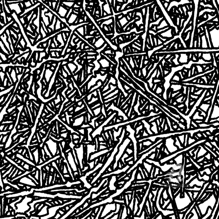Σχέδιο με τίτλο "Thinking 005003 (Sq…" από Alex Henk, Αυθεντικά έργα τέχνης, Μελάνι