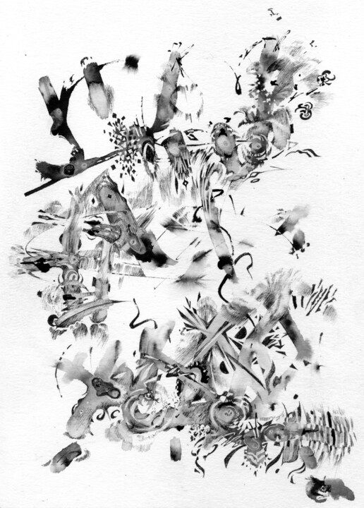 Dessin intitulée "Emanation 012 (The…" par Alex Henk, Œuvre d'art originale, Encre