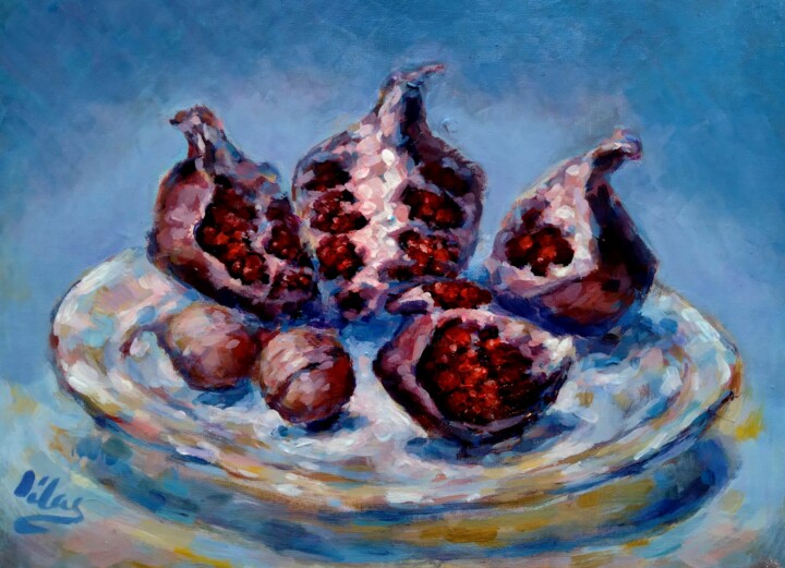 Painting titled "Pomegranate" by Alex Klas, Original Artwork, Acrylic Mounted on Wood Stretcher frame