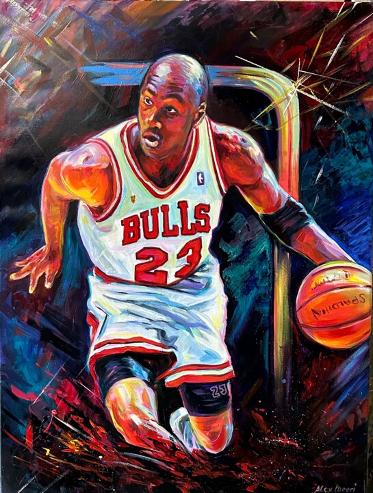 Peinture intitulée "Michael Jordan" par Alex Loreci, Œuvre d'art originale, Acrylique