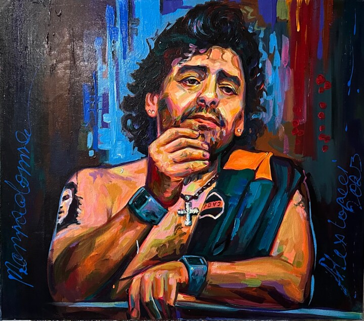 Painting titled "Diego Maradona nr.…" by Alex Loreci, Original Artwork, Acrylic