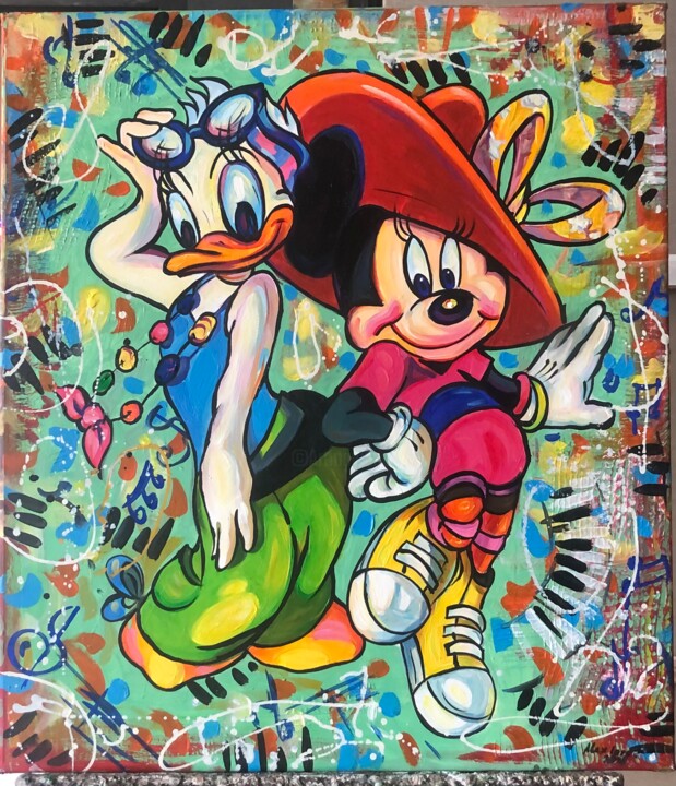 Peinture intitulée "Donald Duck & Micke…" par Alex Loreci, Œuvre d'art originale, Acrylique
