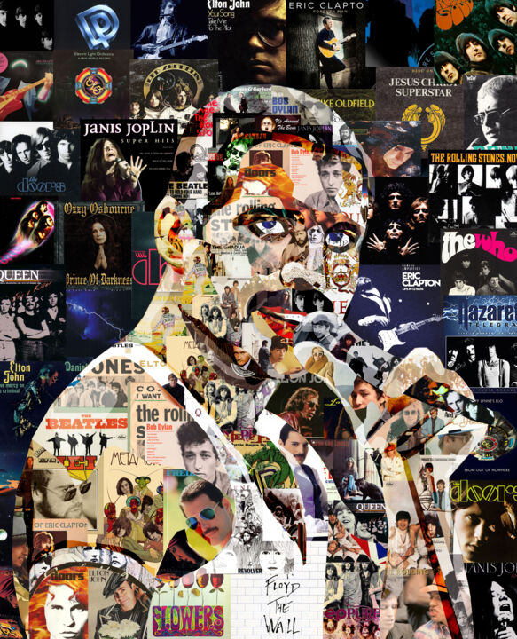 Collagen mit dem Titel "Freddie Mercury" von Alex Loskutov, Original-Kunstwerk, Digitaldruck