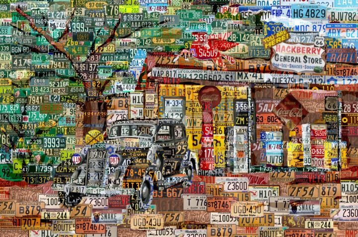 Digital Arts titled "Ford Gas Station Co…" by Alex Loskutov, Original Artwork, Digital Painting