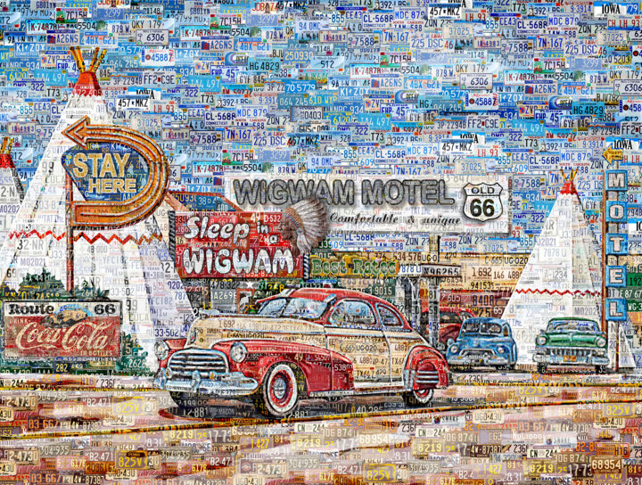 Arte digitale intitolato "Old America. Wigwam…" da Alex Loskutov, Opera d'arte originale, Fotomontaggio