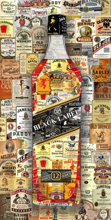 Arte digitale intitolato "Liquor Art. Whiskey…" da Alex Loskutov, Opera d'arte originale, Fotomontaggio