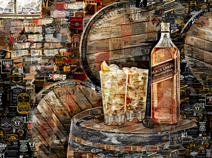 Digital Arts titled "Whiskey Johnnie Wal…" by Alex Loskutov, Original Artwork, Digital Collage