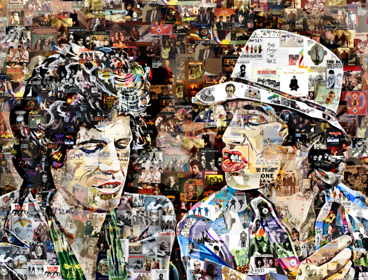 Digital Arts titled "Mick Jagger and Kei…" by Alex Loskutov, Original Artwork, Digital Collage