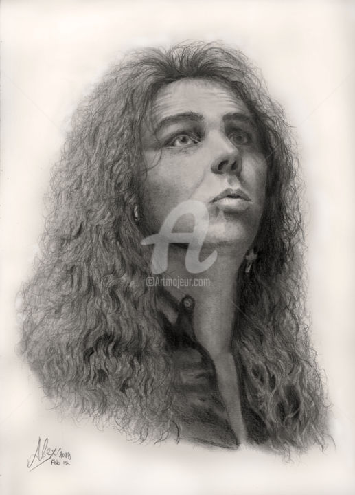 Drawing titled "Yngwie Malmsteen In…" by Alex Mets, Original Artwork, Charcoal