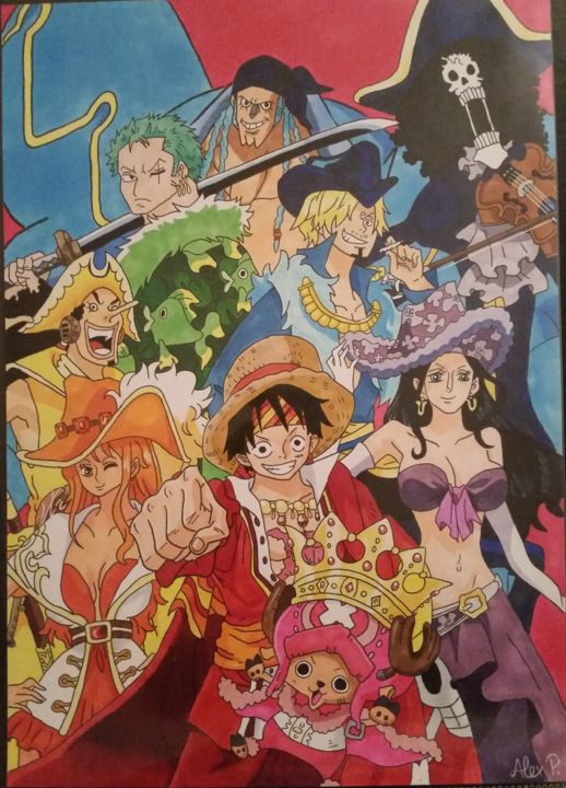 Dessin intitulée "One Piece manga" par Alex Pauchard, Œuvre d'art originale, Marqueur