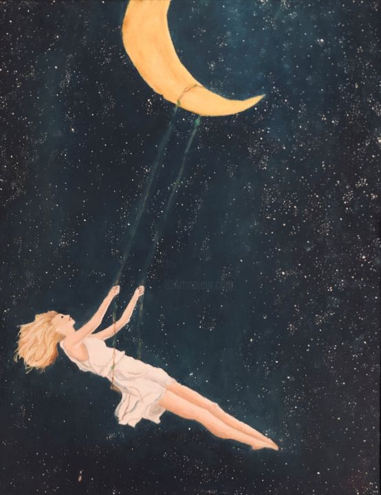 Painting titled "Songe d'une nuit" by Rivi Rare, Original Artwork, Acrylic