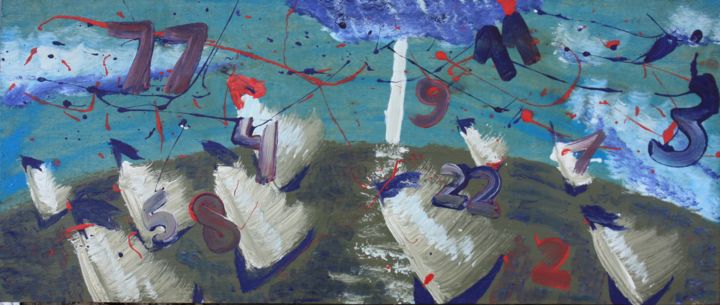 Painting titled "Regatta (Регата)" by Alex Rudyk, Original Artwork, Enamel