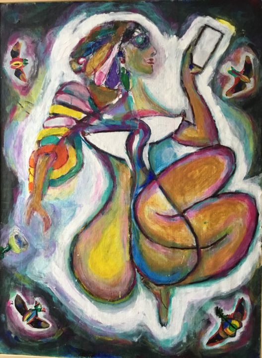 Картина под названием "Фея фертильности.(…" - Альберт Бектемиров (Алекс Цветов), Подлинное произведение искусства, Акрил Уст…