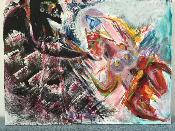 Картина под названием "Падший Рокер и его…" - Альберт Бектемиров (Алекс Цветов), Подлинное произведение искусства, Акрил Уст…