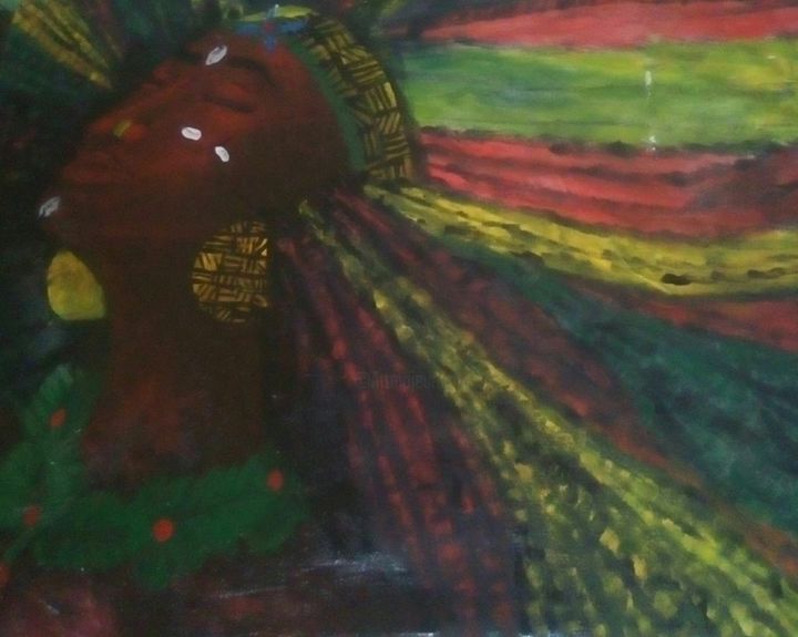 Картина под названием "MAMA AFRICA" - Alex Ekabe Ekabe, Подлинное произведение искусства, Масло