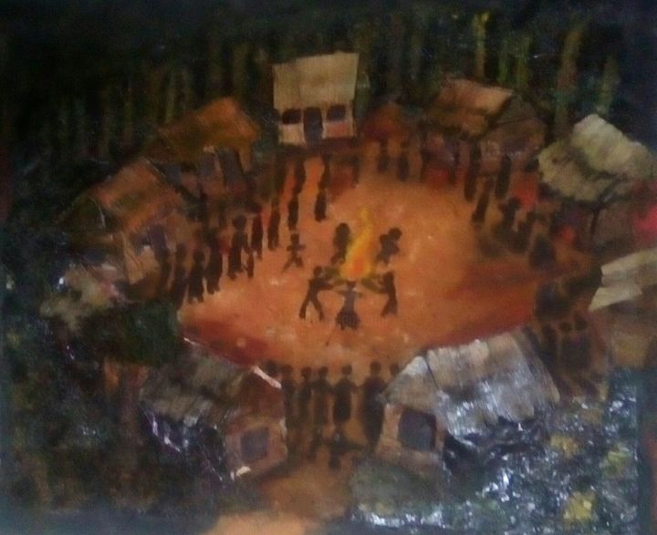 Painting titled "abock" by Alex Ekabe Ekabe, Original Artwork, Oil