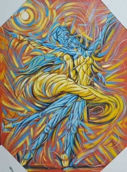 Painting titled "Bailando a La Luz D…" by Alex Gracia, Original Artwork, Oil