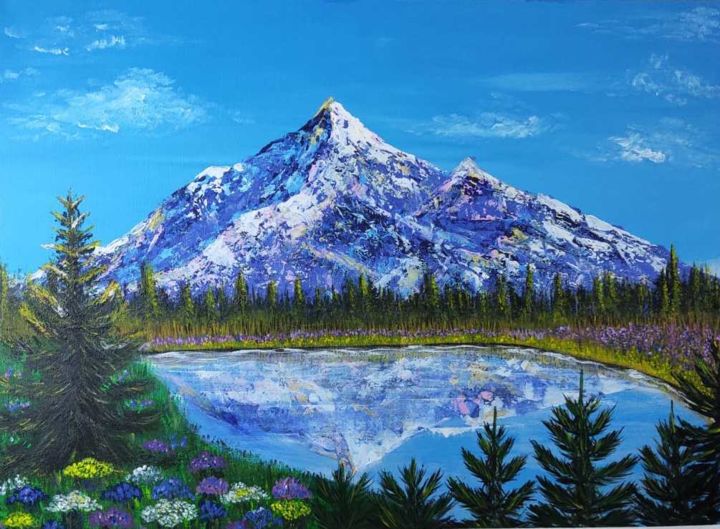"Sacred mountain" başlıklı Tablo Alexandra Astafyeva tarafından, Orijinal sanat, Akrilik Ahşap Sedye çerçevesi üzerine monte…