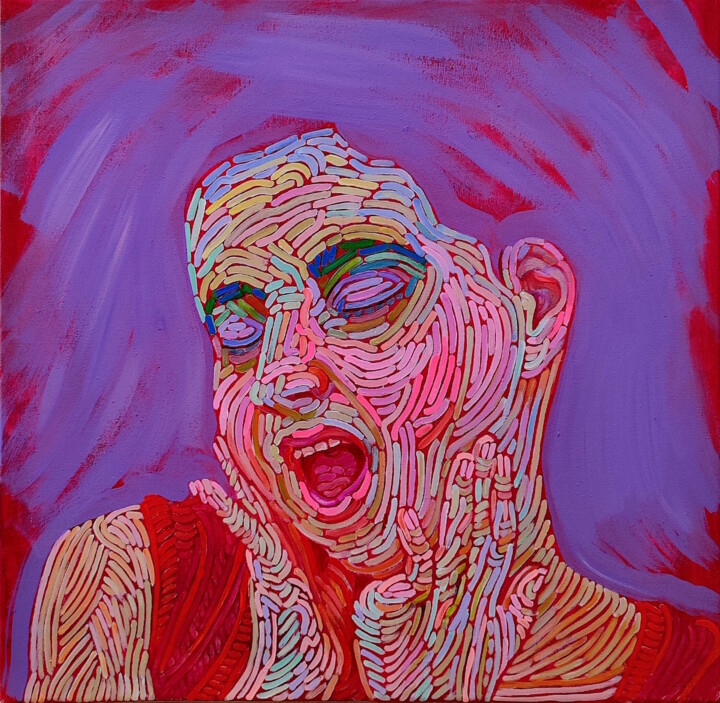 Schilderij getiteld "Woman face" door Alexandra Finkelchtein, Origineel Kunstwerk, Acryl