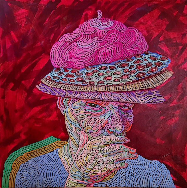 Painting titled "In hats" by Alexandra Finkelchtein, Original Artwork, Acrylic