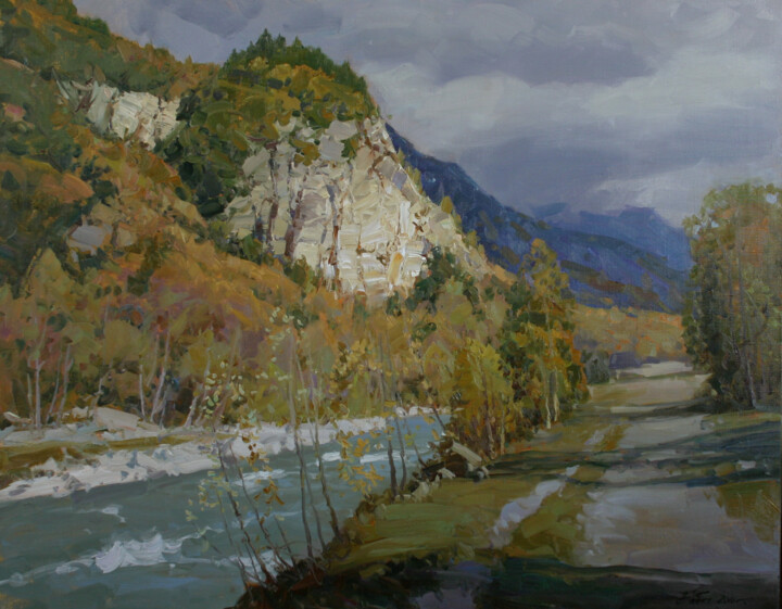 Painting titled "Autumn mood" by Alexander Babich, Original Artwork, Oil