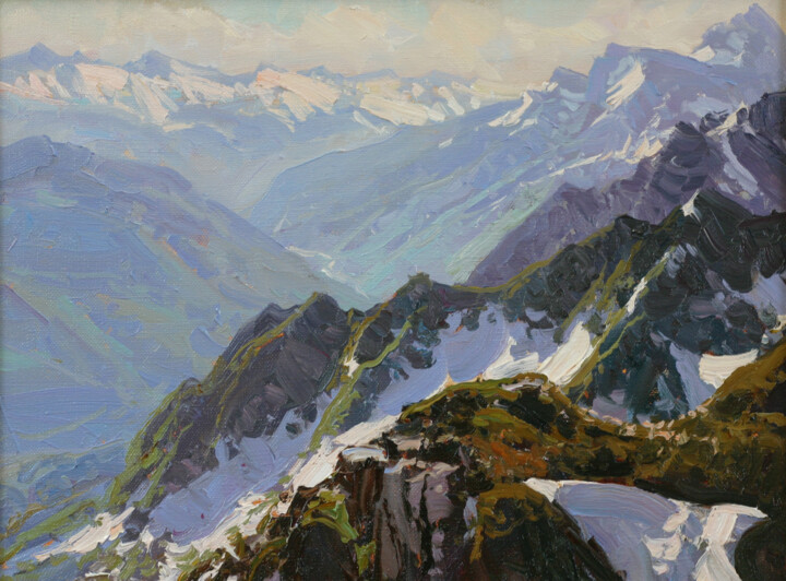 Painting titled "View of the valley…" by Alexander Babich, Original Artwork, Oil