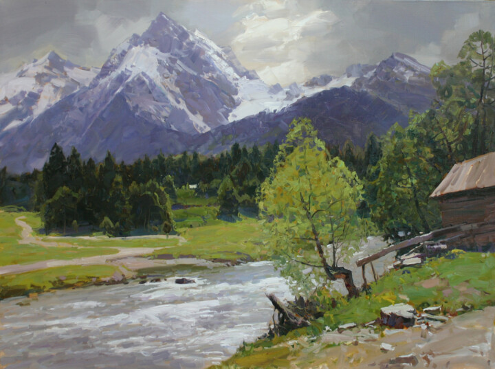 Painting titled "Approaching the rain" by Alexander Babich, Original Artwork, Oil