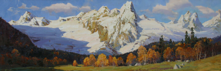 Painting titled "In a clearing of Al…" by Alexander Babich, Original Artwork, Oil