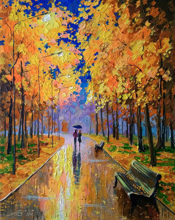 Painting titled "Two and Autumn. 40х…" by Aleksandr Bolotov, Original Artwork, Oil