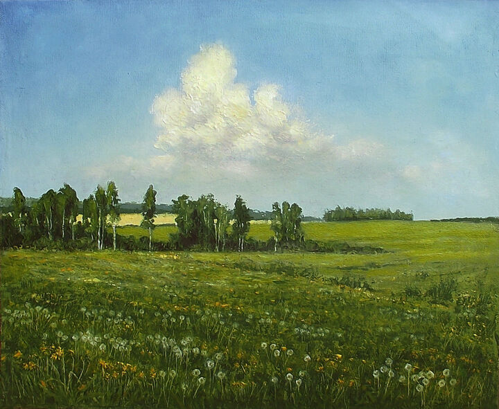 Painting titled "Dandelions" by Alexander Boyko, Original Artwork, Oil
