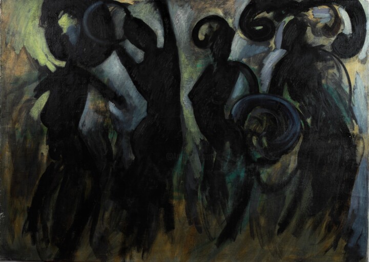 Peinture intitulée "black dancers" par Alexander Chalovsky, Œuvre d'art originale, Huile Monté sur Châssis en bois