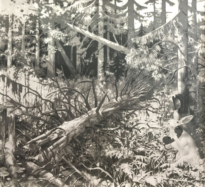 Printmaking titled "In the forest" by Alexander Egorov, Original Artwork, Screenprinting