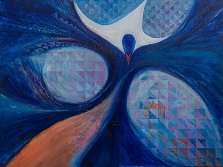 Schilderij getiteld ""Night Flight". 36"…" door Alexander Klyatskiy, Origineel Kunstwerk, Olie