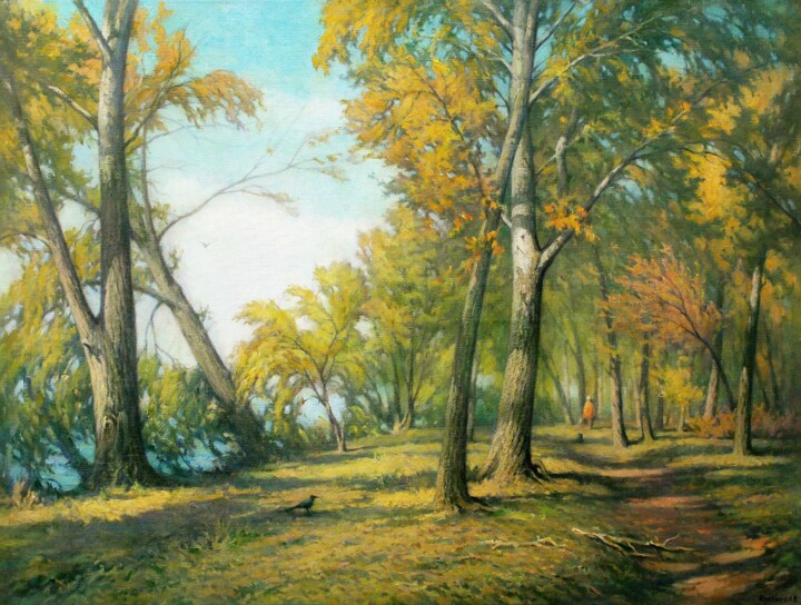 Картина под названием "Осенний день" - Александр Кусенко, Подлинное произведение искусства, Масло