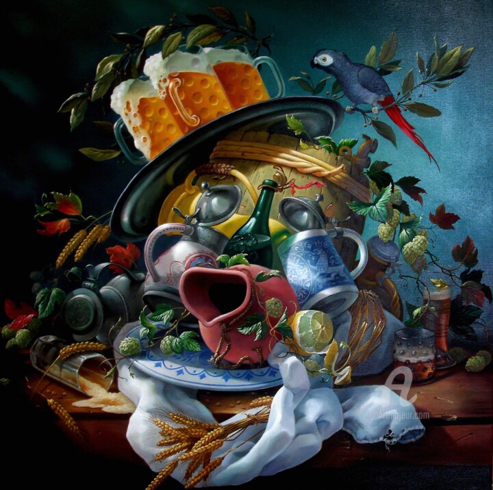 Pintura intitulada "Brewer" por Aleksandr Mikhalchuk, Obras de arte originais, Óleo