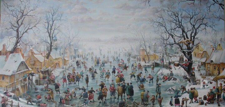 Painting titled "Ice game." by Aleksandr Mikhalchuk, Original Artwork, Oil