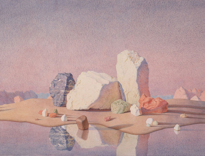 Malarstwo zatytułowany „Mysterious shore” autorstwa Alexander Mukhin-Cheboksarsky, Oryginalna praca, Akwarela