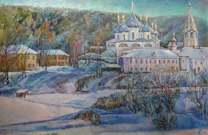 Painting titled "Frosty morning" by Alexander Osinin, Original Artwork, Oil