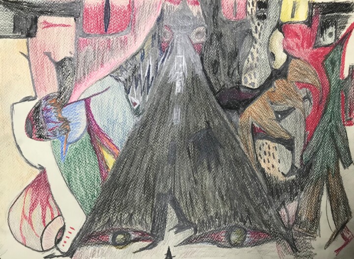 Dessin intitulée "People and animals…" par Alexander Puhir, Œuvre d'art originale, Crayon