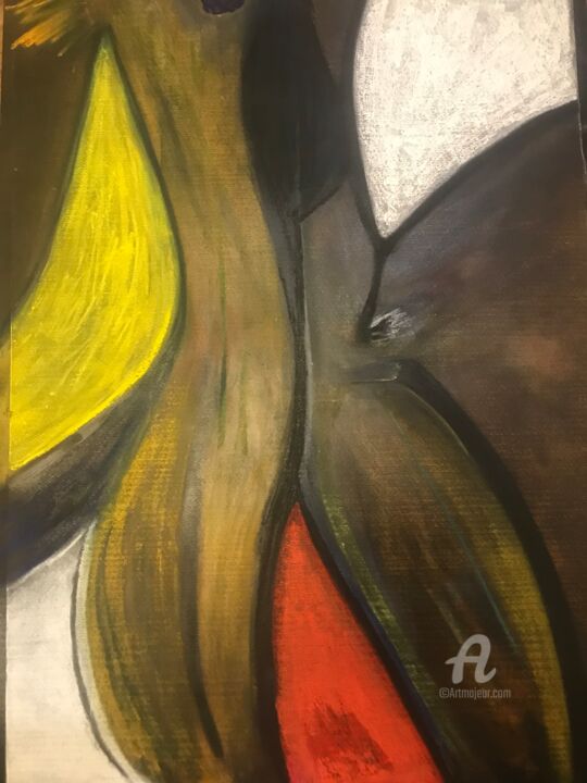 Painting titled "Red yellow white" by Alexander Puhir, Original Artwork, Pastel