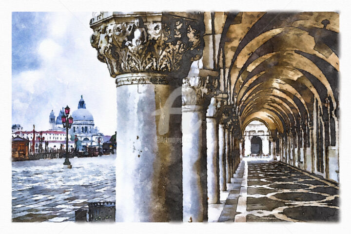 Digital Arts titled "Arcade and columns…" by Alexander Reitter, Original Artwork, Digital Painting