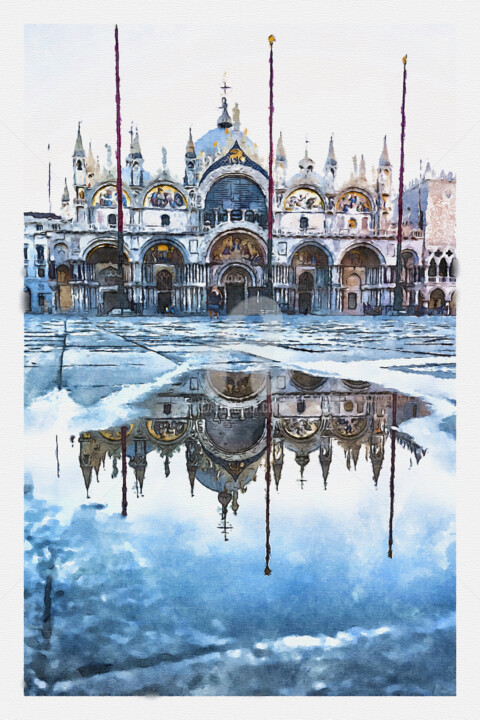 Digital Arts titled "St Mark's Basilica…" by Alexander Reitter, Original Artwork, Digital Painting