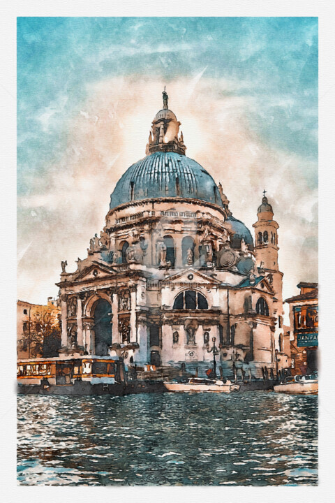 Digital Arts titled "Basilica Santa Mari…" by Alexander Reitter, Original Artwork, Digital Painting