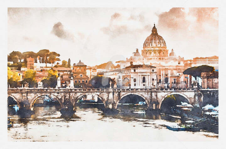 Digitale Kunst mit dem Titel "View to St. Peter's…" von Alexander Reitter, Original-Kunstwerk, Digitale Malerei