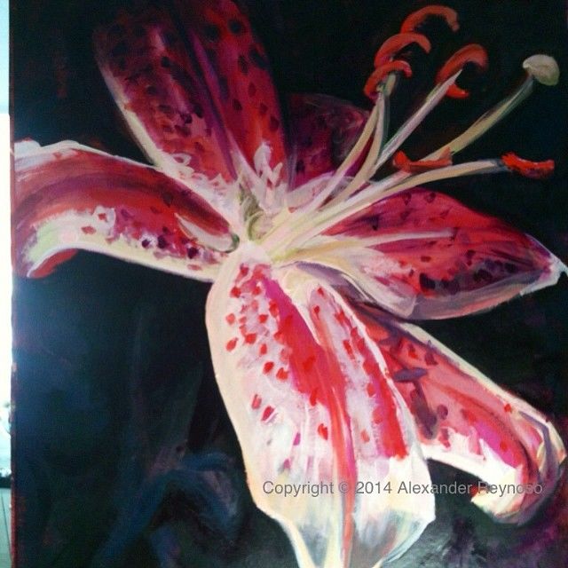 Malarstwo zatytułowany „Stargazer Lily” autorstwa Alex Reynoso Art, Oryginalna praca, Akryl