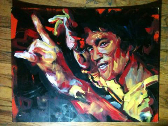 Painting titled "Bruce Lee" by Alex Reynoso Art, Original Art, Acrylic