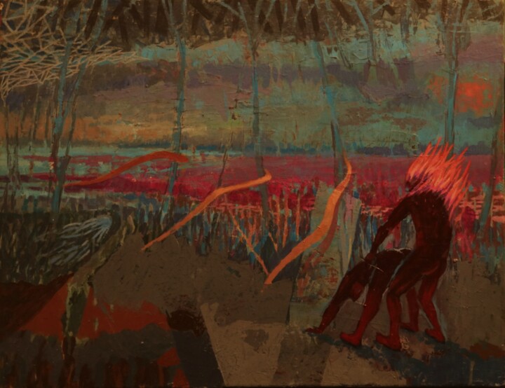 Malerei mit dem Titel "on the ruins of the…" von Alexander Sovtsa, Original-Kunstwerk, Acryl Auf Holzplatte montiert