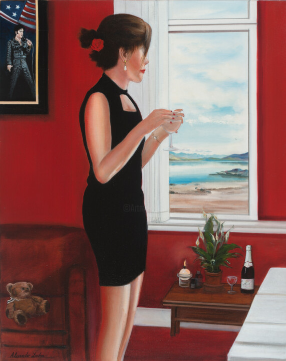 Painting titled "Lonesome Tonight" by Alexander Taylor Dickie, Original Artwork, Oil Mounted on Wood Stretcher frame