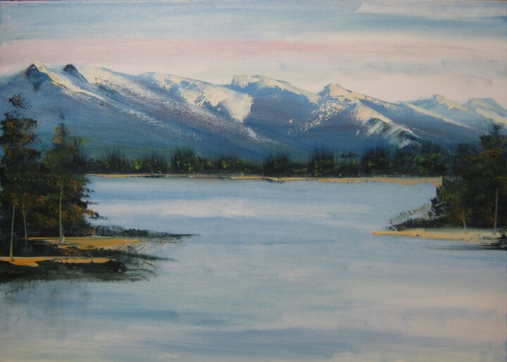 Painting titled "Ben Nevis, Loch Loc…" by Alexander Taylor Dickie, Original Artwork, Oil Mounted on Wood Stretcher frame