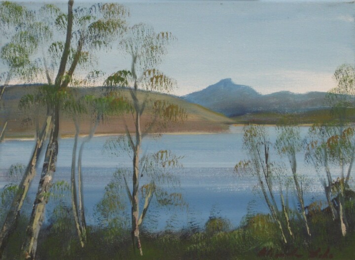 Painting titled "Stac Polly, Scotland" by Alexander Taylor Dickie, Original Artwork, Oil Mounted on Wood Stretcher frame